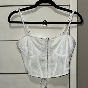La Hearts White Lace-Up Corset Top